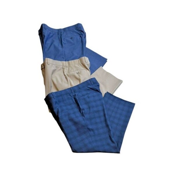 Riviera Traveler Dress Pants Men's Size 34 X 27 Short-Wool Blend- Lot of 3 Plaid - Picture 1 of 9